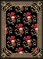 Macabre Skull Floral Patterned Rug