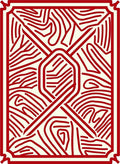 Red and Cream Abstract Line Art Rug