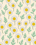 White Daisy Green Leaf Pattern Rug