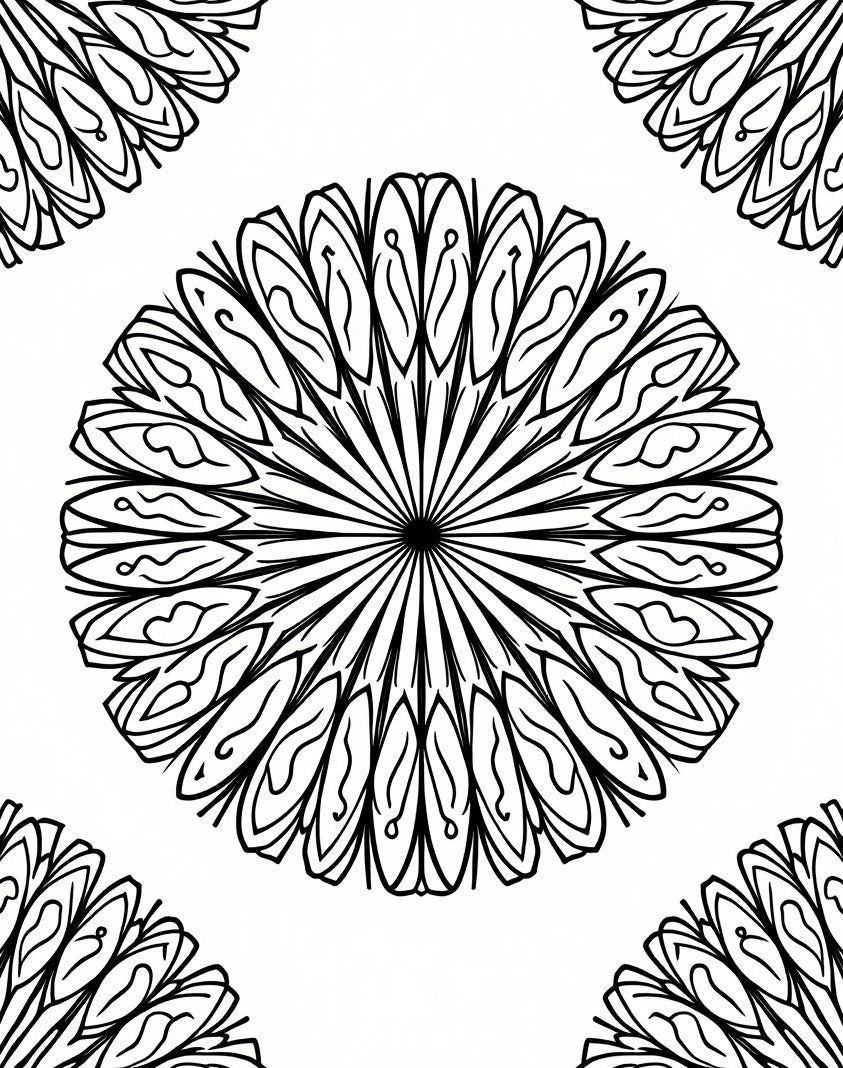 Intricate Black Floral Mandala Design Rug