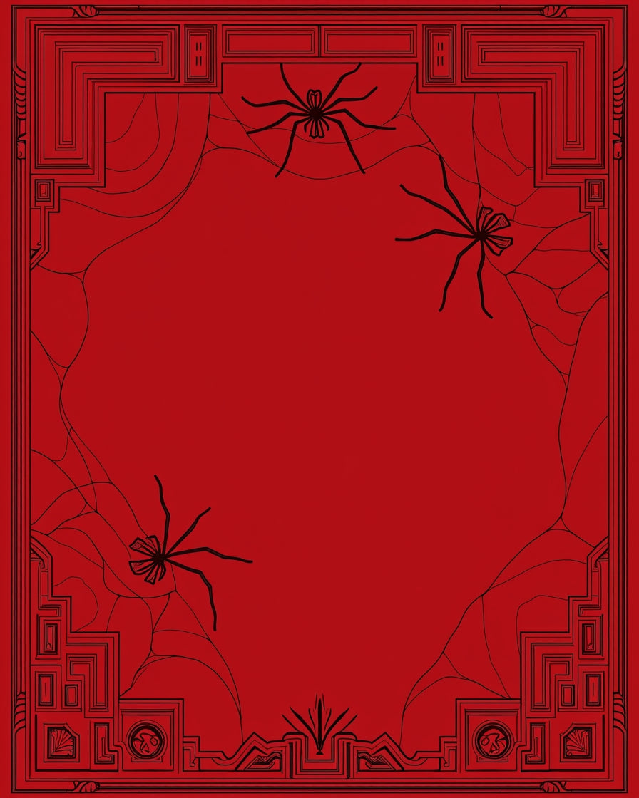 Art Deco Spiderweb Geometric Red Rug