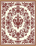Rich Crimson Baroque Floral Filigree Rug