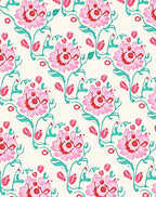 Floral Vines Pink Red And Teal Rug