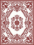 Ornate Red Damask Scrollwork Pattern Rug