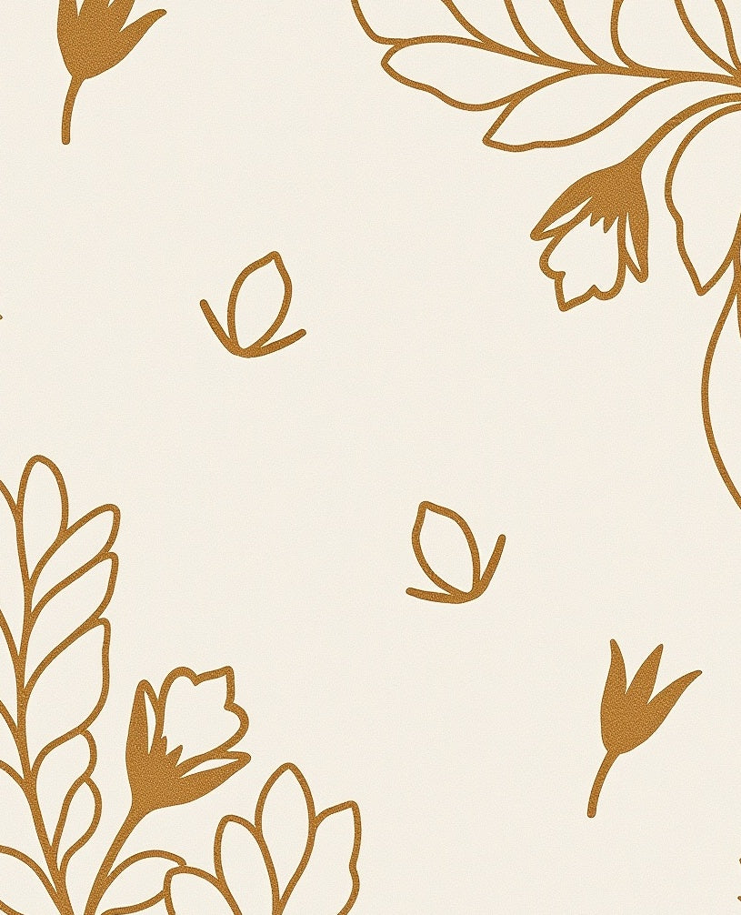 Earthy Outline Floral Botanical Pattern Rug