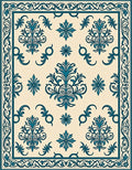 Classic Teal Cream Damask Pattern Rug