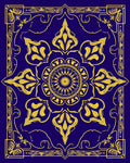 Ornate Blue Yellow Floral Mandala Rug