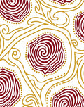 Red Swirls With Gold Flourish Pattern Rug