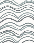 Wavy Serene Blue Lines Runner Rug
