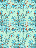 Sky Blue Floral Vine Pattern Rug