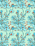 Sky Blue Floral Vine Pattern Rug