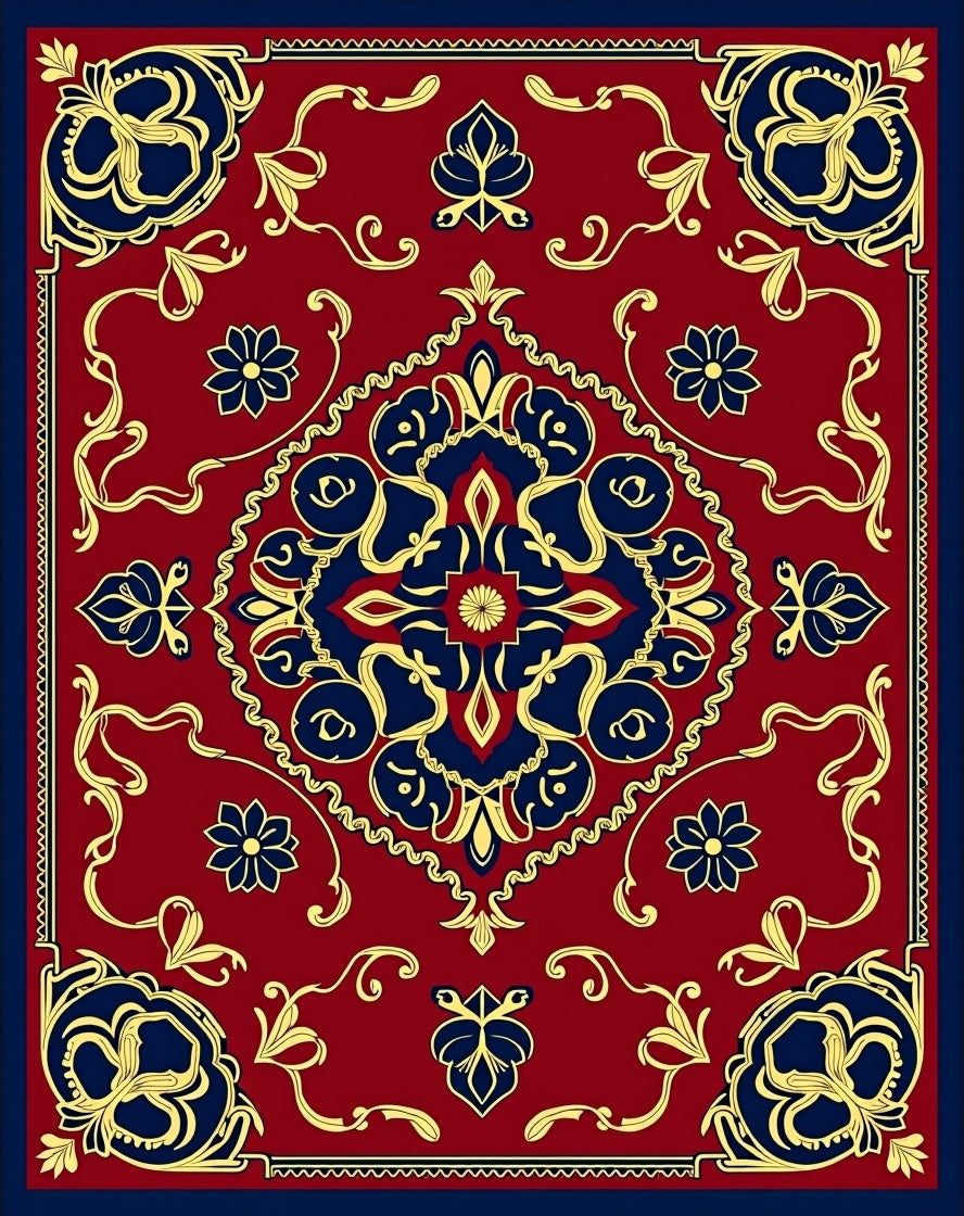 Rich Floral Medallion Pattern Rug