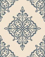 Elegant Gray Floral Damask Pattern Rug