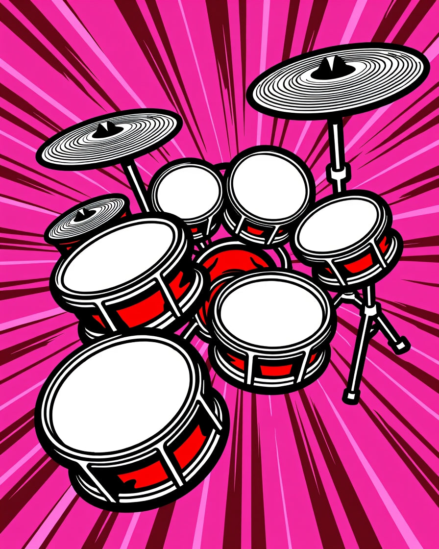 Retro Drum Set Pop Art Design Rug