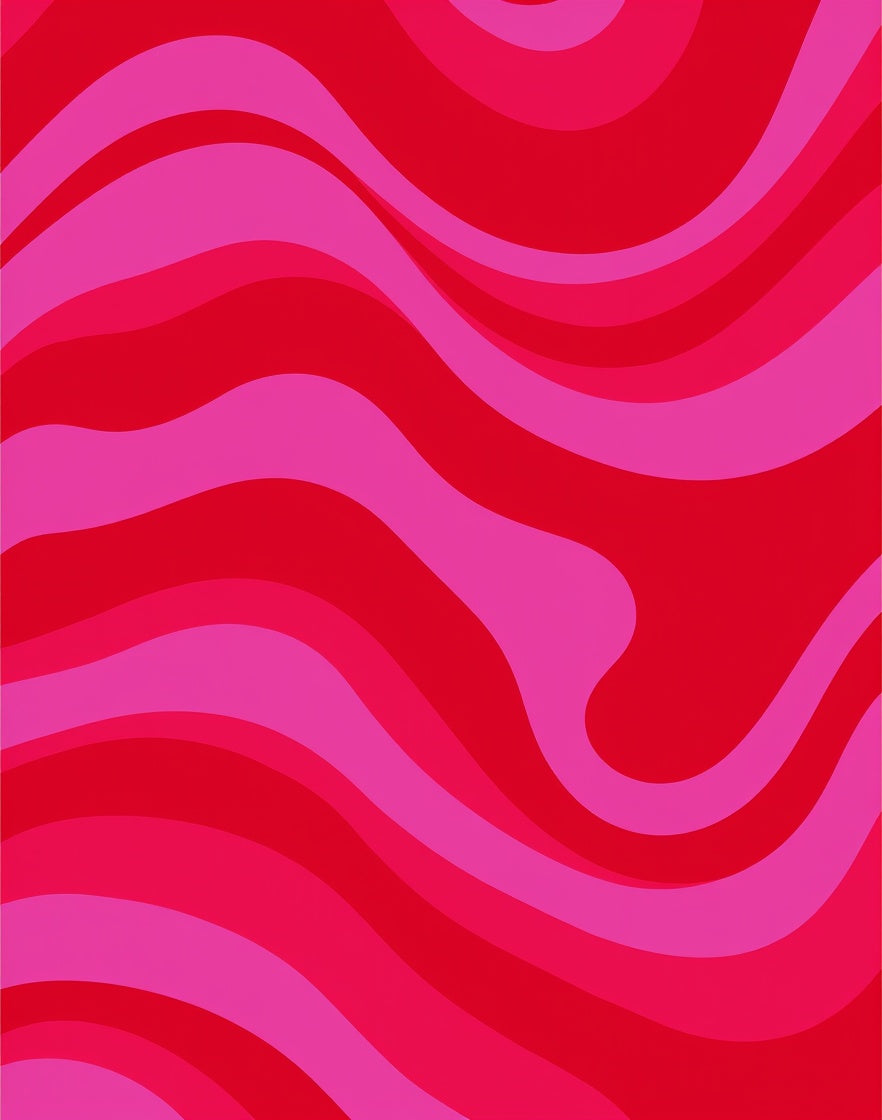 Retro Waves Red Pink Pattern Rug