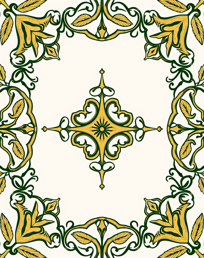 Ornate Floral Leaf Pattern Rug