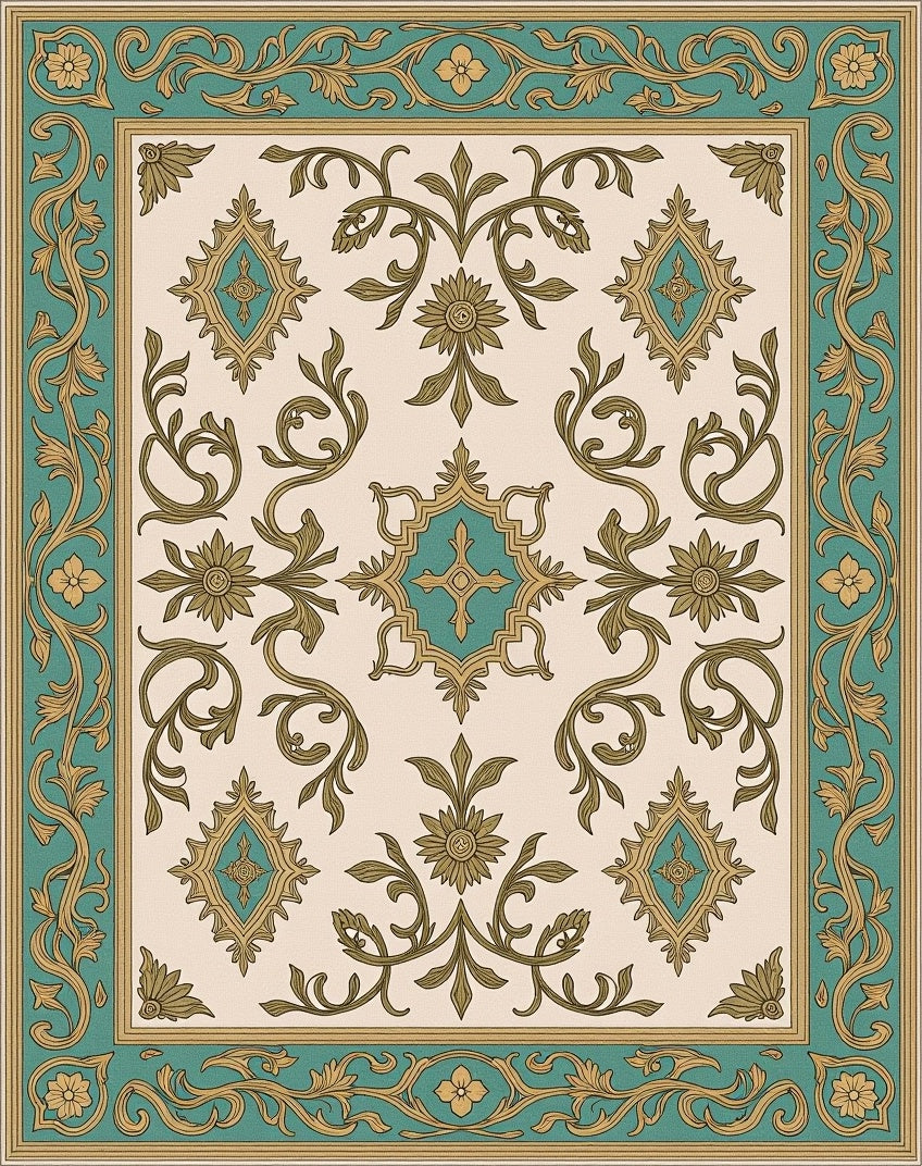 Vintage Floral Bordered Mandala Rug