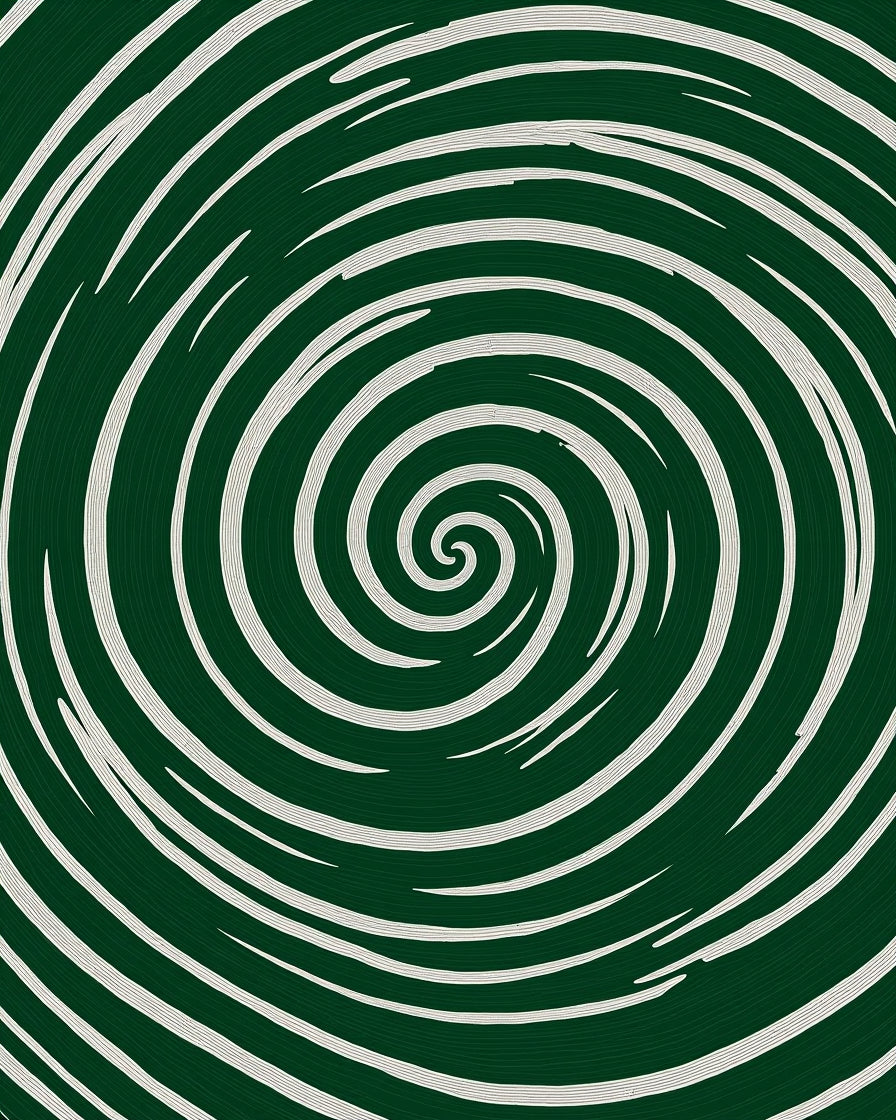 Dark Green Spiral Pattern Rug