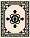Ornate Black Floral Medallion Rug