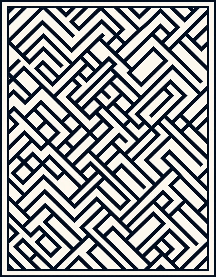 Abstract Geometric Maze Pattern Rug
