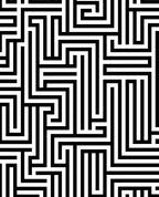 Black White Maze Pattern Rug