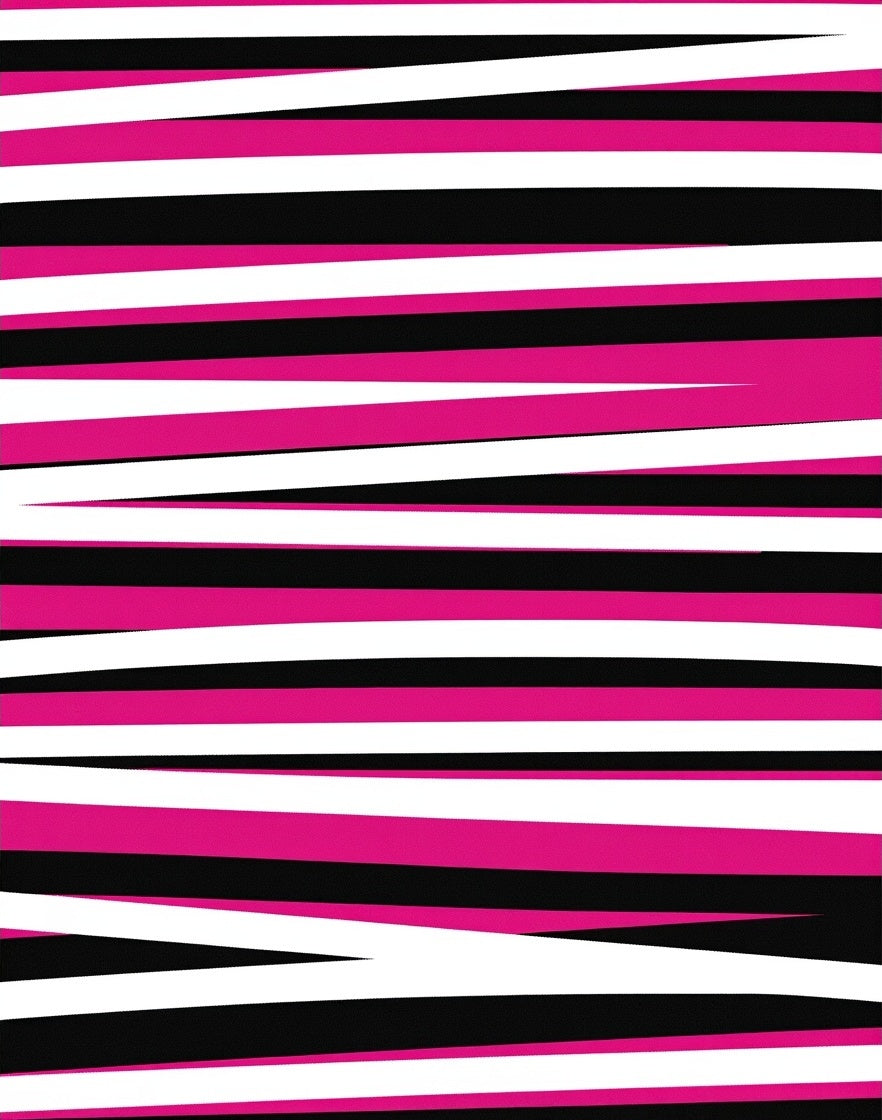 Bold Pink Black White Stripe Design Rug