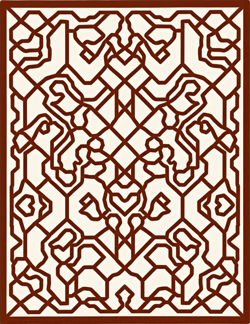 Intricate Brown Geometric Medallion Rug