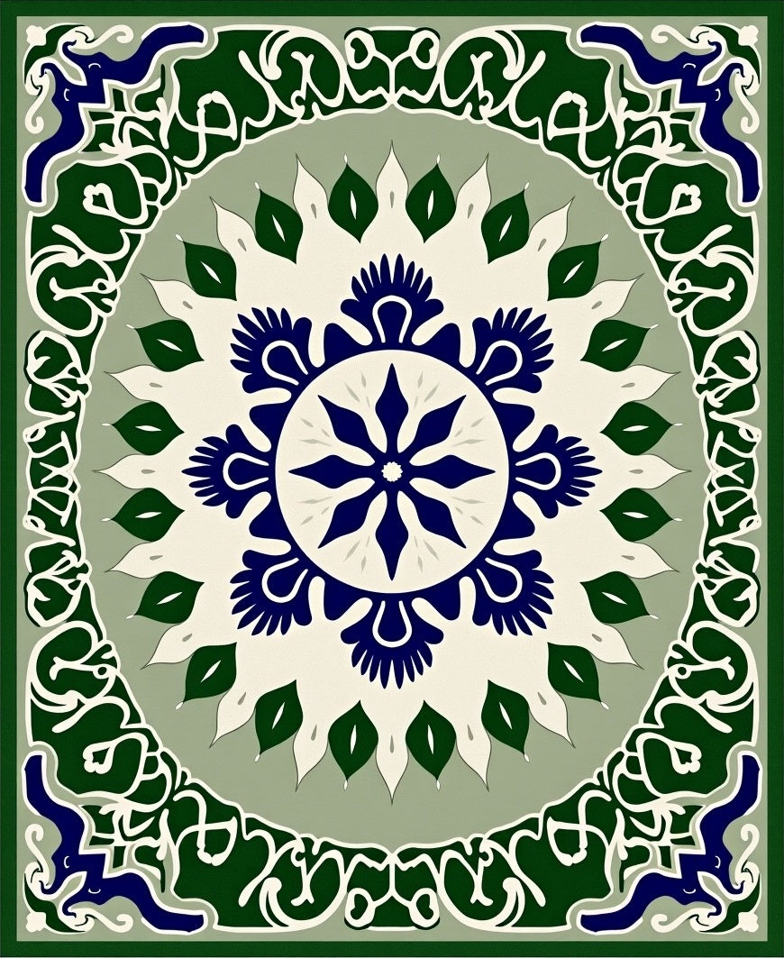 Intricate Floral medallion Border Rug