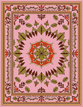 Ornate Floral Mandala Pink Rug