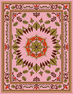 Ornate Floral Mandala Pink Rug