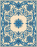 Ornate Blue Floral Woven Pattern Rug