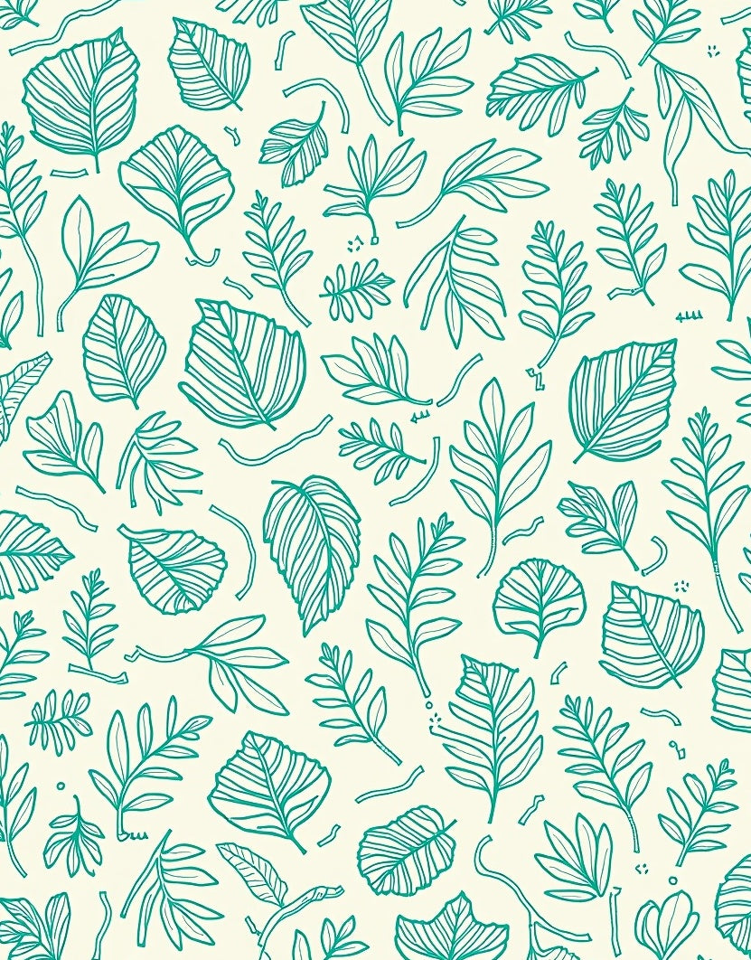 Teal Leaf Pattern Delightful Design Rug