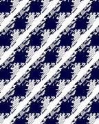 Bold Navy White Houndstooth Pattern Rug