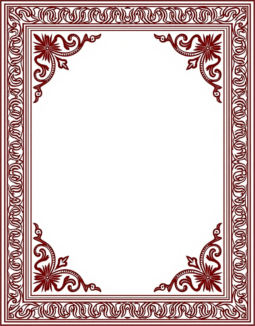 Ornate Floral Border Design Rug