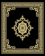 Golden Elaborate Floral Border Design Rug