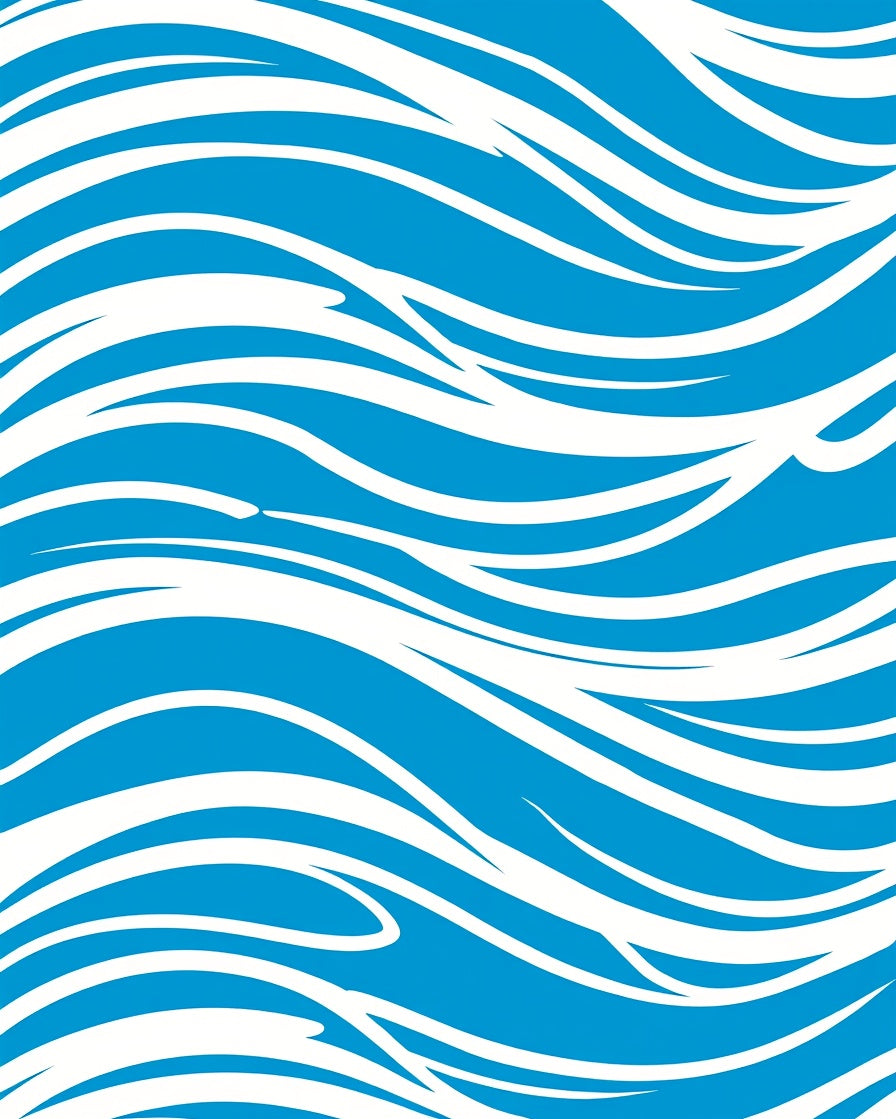 Blue White Flowing Wave Pattern Rug