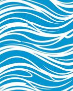 Blue White Flowing Wave Pattern Rug