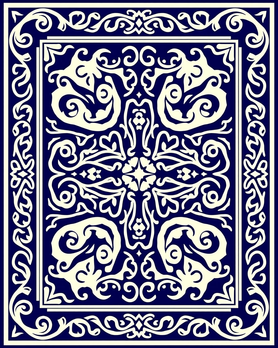 Ornate Classic Cream Blue Medallion Rug