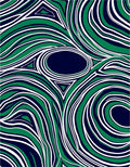 Abstract Wavy Green And Navy Swirls Rug