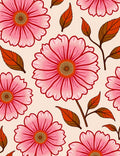 Pink Floral Pattern With Orange Leaves Rug