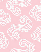 Pink White Swirling Cloud Pattern Rug