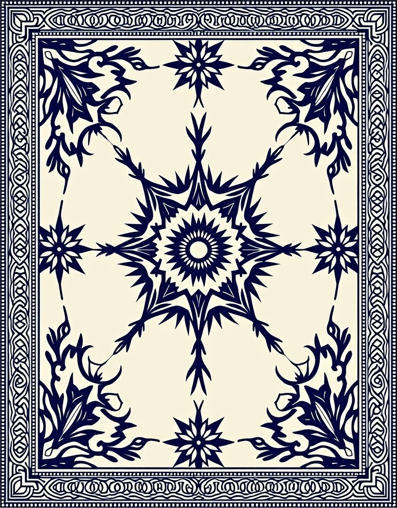 Intricate Floral And Starburst Medallion Rug