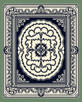 Ornate Floral Medallion Cream Navy Rug