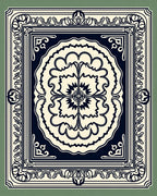 Ornate Floral Medallion Cream Navy Rug