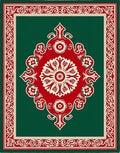 Ornate Floral Crimson Red Green Rug
