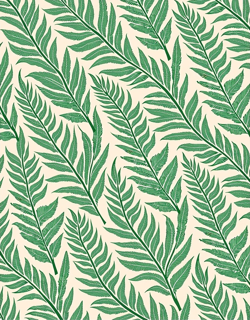 Emerald Green Fern Frond Lattice Rug