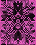 Bold Pink Black Maze Pattern Rug