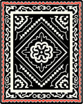Ornate Black and Red Geometric Pattern Rug