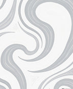 Abstract Swirls In Grey and White Rug