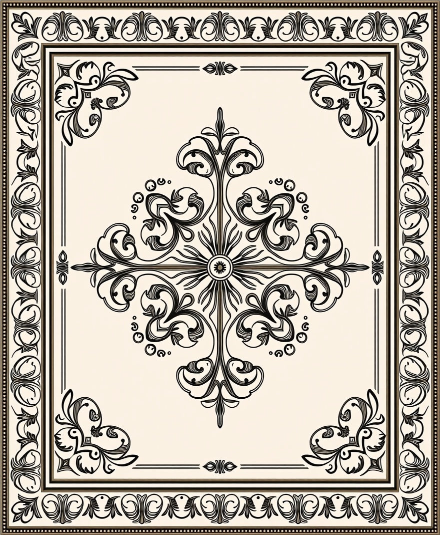 Ornate Floral Inlay Design Rug